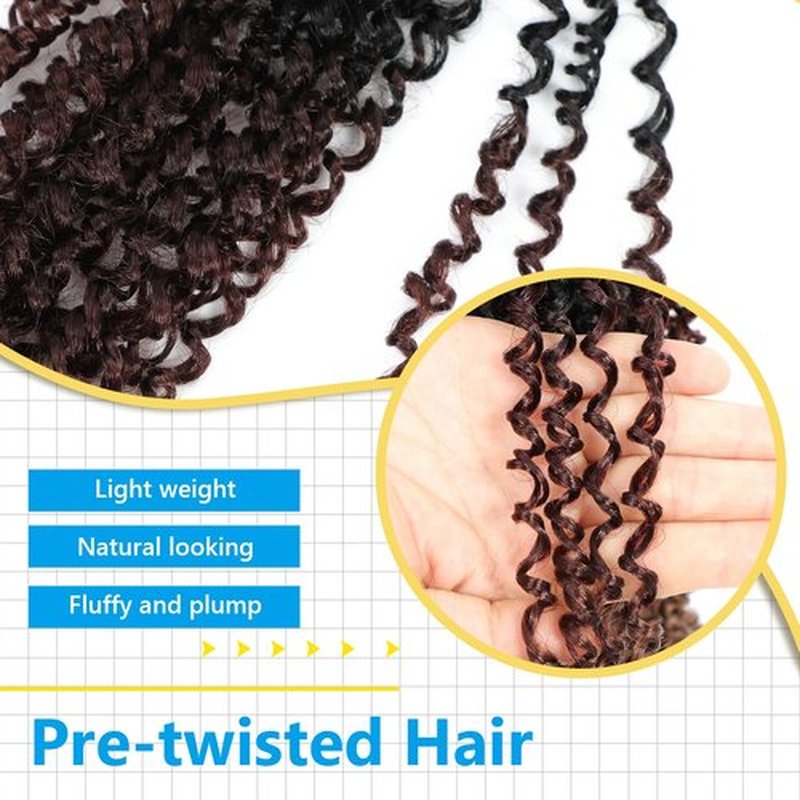 Passion Twsit Hair 12 Inch - 1B/33/30 Yankee Twist Crochet Hair 10Packs Passion Twist Braiding Hair Prelooped Mini Spring Twist Crochet Hair for Black Women(12 Inch,1B/33/30)