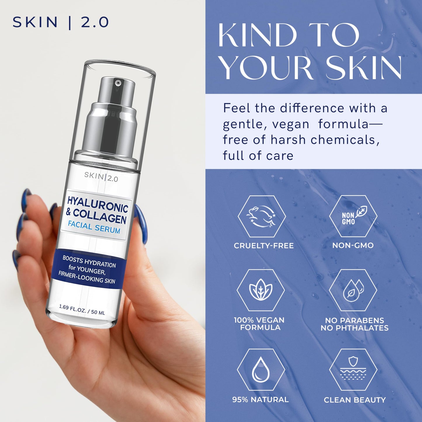 Skin 2.0 Face Serum - Facial Serum - Cruelty Free Korean Skin Care For All Skin Types - 1.69 Fl. oz
