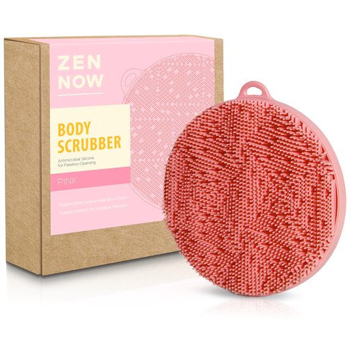 Zennow Silicone Body Scrubber - Loop Fin Bristles Loofah for Gentle Exfoliating & Lathering with Body Scrub & Wash, Durable & Hygienic, Deep Cleansing Exfoliator for All Skin Types - Shower Essential
