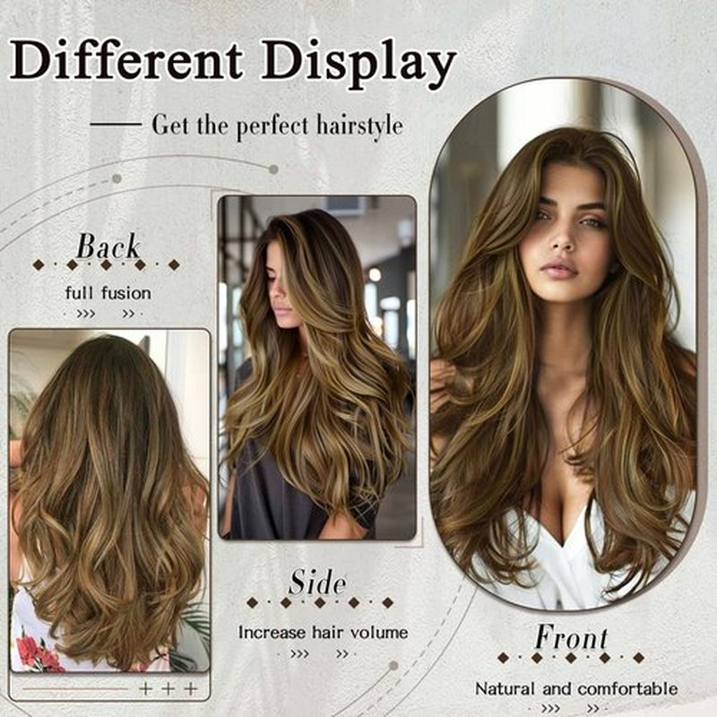FREEMEIGE Clip in Extensions 4PCS Straight Hair Extensions for Women Synthetic Hair Extensions Long Layered Hair Extensions Thick Wavy Clip in Hairpieces for Women Daily Use 20 Inch