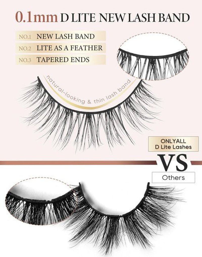 Onlyall Wispy Lashes Natural Look Short Eyelashes Lite Volume False Eyelashes Natural Lashes Soft False Eye Lashes Pack 7 Pairs D4