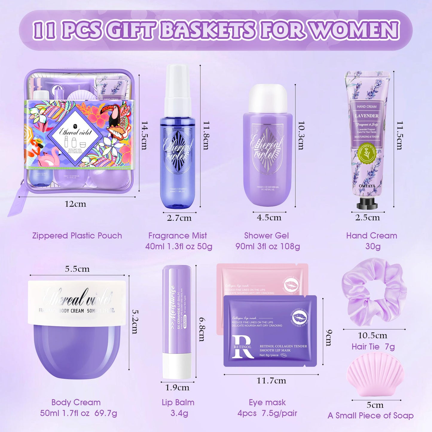 Gifts for Women Skin Care Set, 11 Pcs Skincare Kit- Spa Gifts For Women, Complete Travel Size Spa Kit Skincare Gift Set Birthday Teacher Appreciation Valentine's Day Party Favors Mothers Day Gift