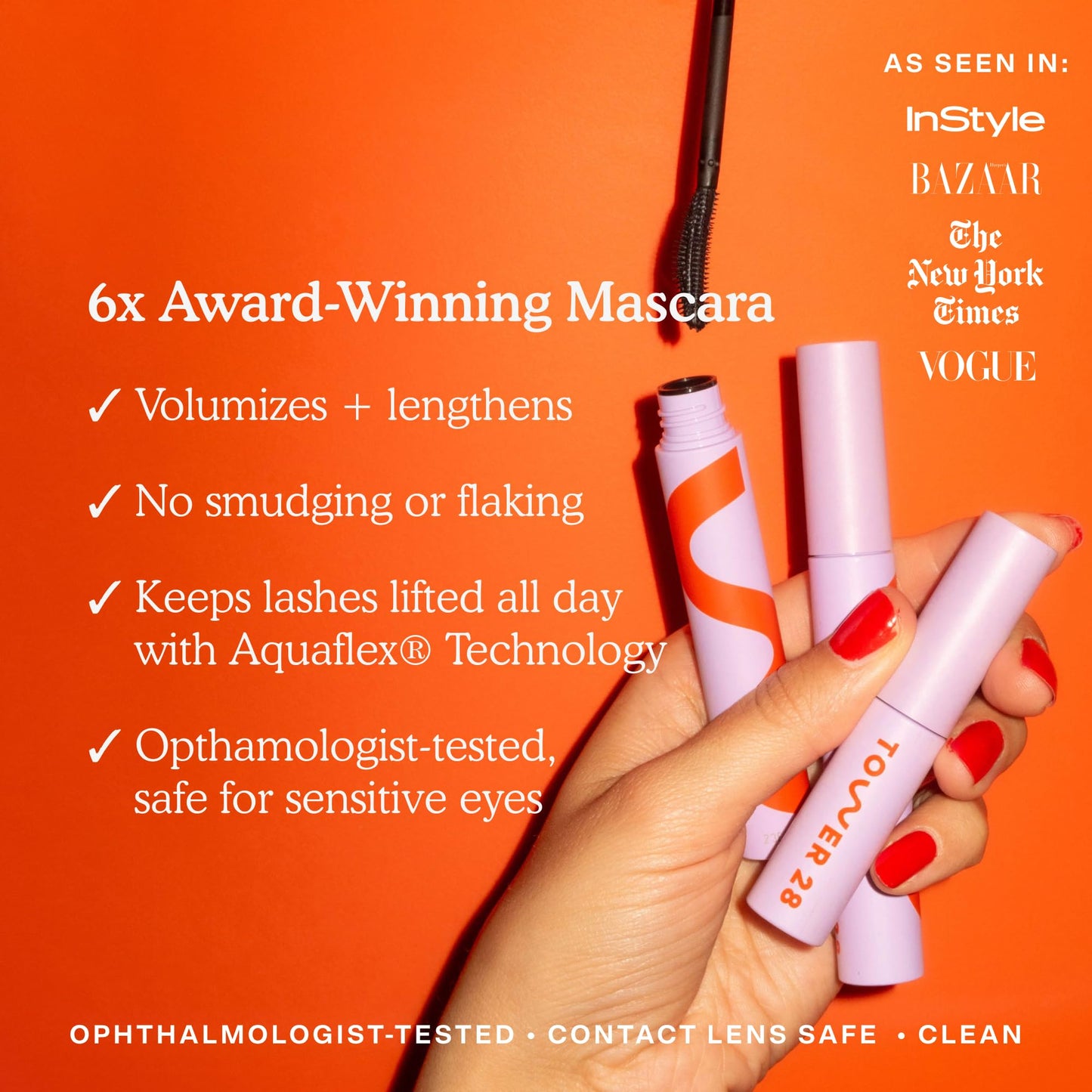 Tower 28 Mini SOS Daily Rescue Facial Spray (1 Oz) + MakeWaves Mascara in Jet - Hypochlorous Acid Spray to Calm Irritation with Volumizing + Lengthening Mascara for Sensitive Eyes (2 Count)
