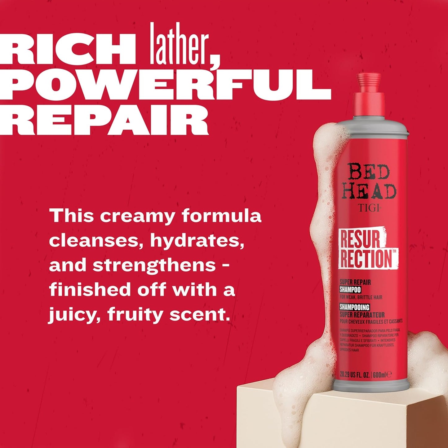 Bed Head Resurrection Shampoo for Damaged Hair - 13.53 fl oz (Pack of 2)