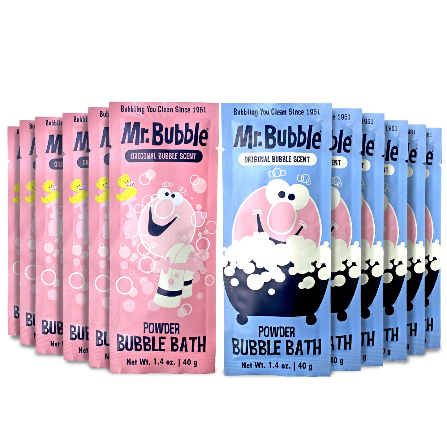 Mr. Bubble Retro Powder Bubble Bath Packet, Original Bubble Gum Scent, 1.4 oz, Pack of 12