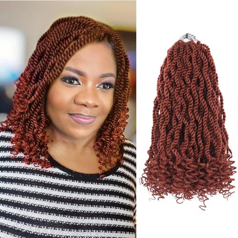 Ginger Crochet Hair Senegalese Twist Hair 12 Inch Short Crochet Hair Pre Looped Kinky Twists Crochet Braids 8 Packs Pre Twisted Crochet Braiding Hair（12 Inch,350）