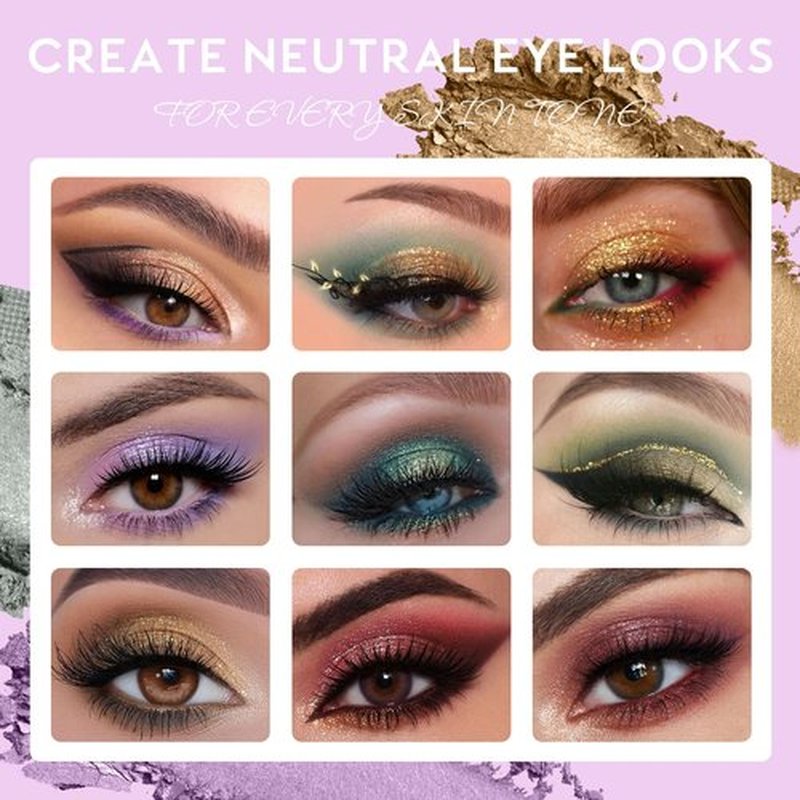 UCANBE Eyeshadow Makeup Palette, 8 Colors Shimmer Matte Glitter Metallic Green Violet Brown Blue Gold Eye Makeup Pallet, High Pigmented Eyes Shadow Travel Make Up Kit for Women & Teen, Beginner & Pros