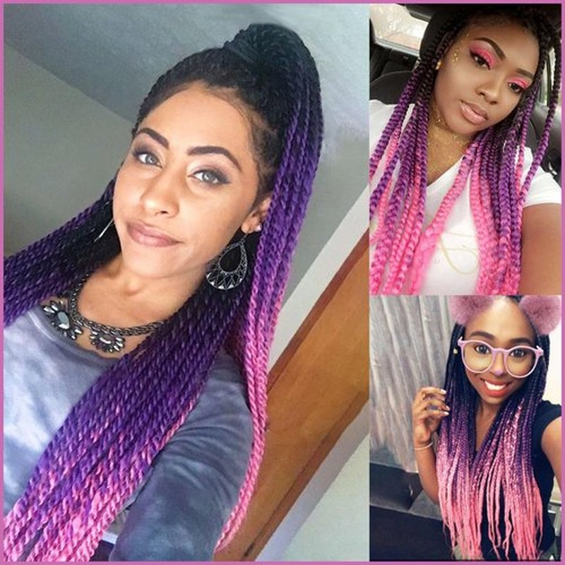 FAYETA Ombre Pre Stretched Braiding Hair, 28''-8 packs Silky Color Blend Braid Hair Extensions, 100% Synthetic Crochet Hair Braids