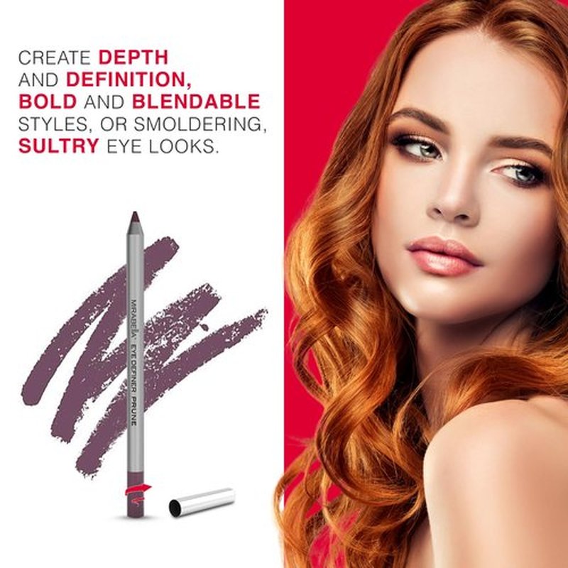 Mirabella Retractable Eye Definer Gel Eyeliner Pencil, Richly Pigmented Color Eyeliner Offers All-Day Wear for Precise and Sultry Looks with Hydrating Antioxidants Vitamin E and C, Prune