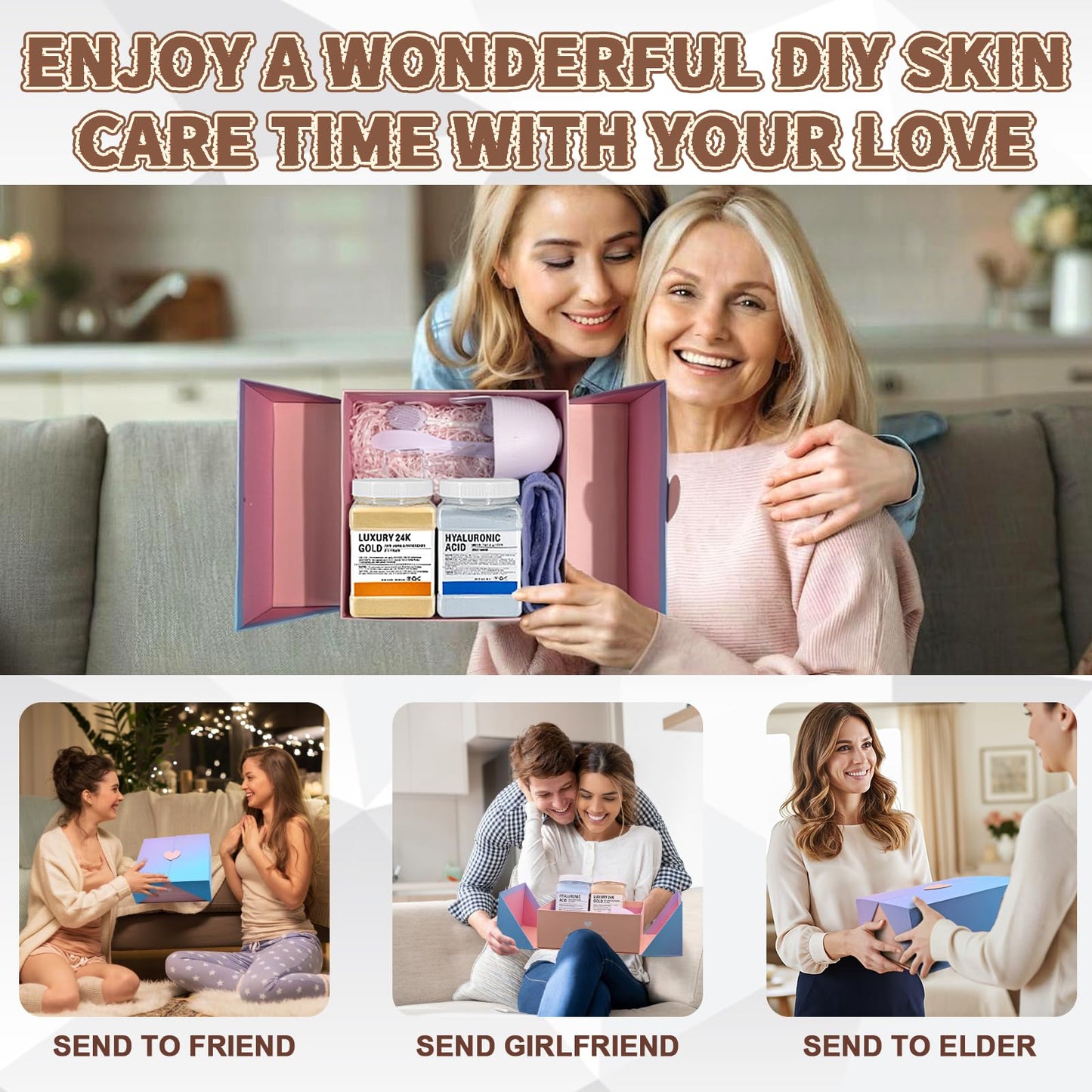 Ouhans Jelly Mask Set,Hyalorunic Acid Jelly Masks For Facials Professional,24k Hydro Jelly Mask, Jelly Face Mask, Facial Mask Mixing Bowl Set And Headband, Gift set for women'sDay, Skin care set