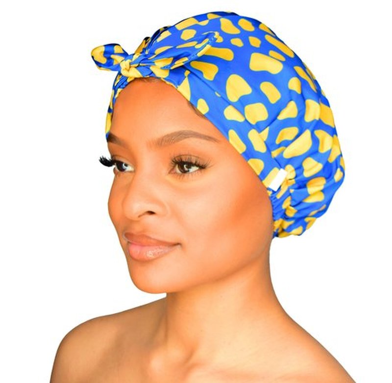 GRACE & COMPANY Luxury Shower Cap For Women - 100% Waterproof, Reusable, Washable & Breathable Shower Caps - Lemon Drop