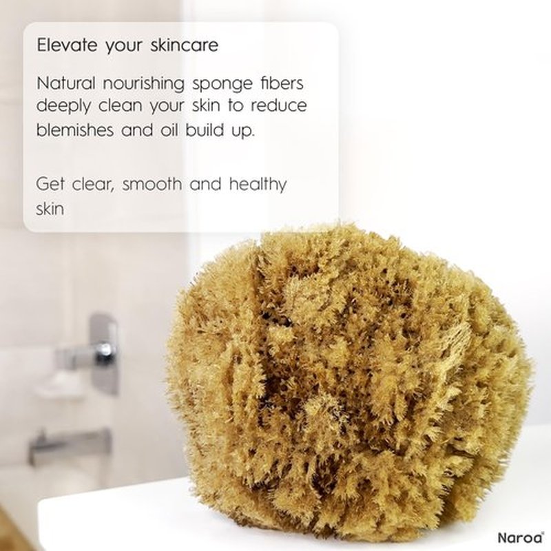 Naroa Exfoliating Natural Sponge for Bathing | Bath Sea Sponge for Healthy Skin | Unbleached Shower Body Scrubber Puff | Eco Friendly Plastic Free Sponge (Exfoliate - Large)