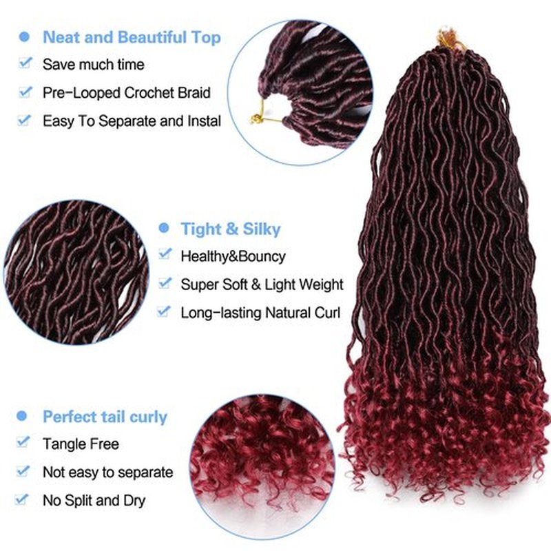 Goddess Locs Crochet Hair 6 Packs 14 Inch Wavy Curly Faux Locs Crochet Hair Pre Looped Crochet Synthetic Braids Hair With Curly Ends Crochet Faux Locs Hair for Black Women Extensions