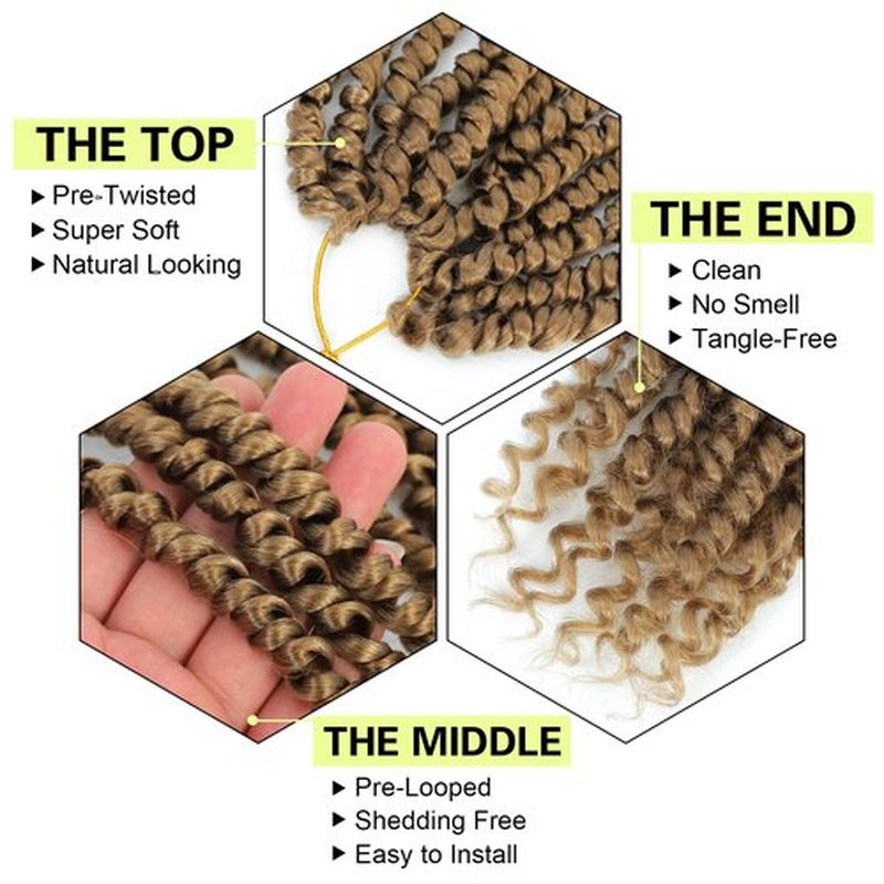 Passion Twist Crochet Hair 8Inch Passion Twist Hair 8 Packs Pre-Twisted Passion Twist Crochet Hair for Black Women Soft Passion Twist Curly Crochet Hair 8"(Pack of 8) 27#