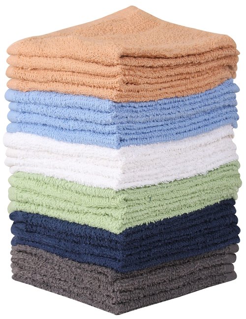 Towel and Linen Mart 100% Cotton - Wash Cloth Set - Flannel Face Cloths, Highly Absorbent and Soft Feel Fingertip Towels (Grey) (Grey, 12) (Multi, Pack of 24)