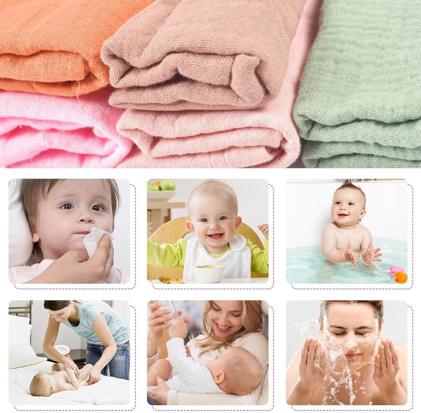 JKSvrenthy 10 Pack Face Cloths with Handing Loop, Soft Wash Cloth for Washing Face, Cotton Face Towels for Sensitive Skin Women Facial Makeup Remover Reusable Absorbent Washcloths （9 x 9 Inch）