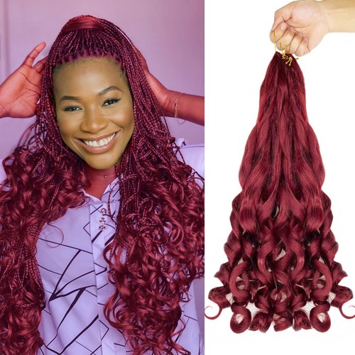 8 Packs French Curly Braiding Hair 18 Inch Loose Wave Spiral Curly Crochet Hair for Black Women Pre Stretched Braiding Hair with Curly Ends, BUG#