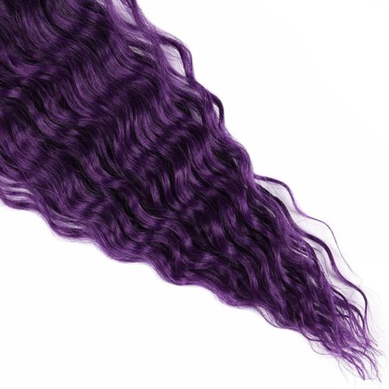 MAYSA Purple Ocean Wave Crochet Hair 22inch Black Mix Purple Ombre Deep Wave Crochet Hair 6Packs Synthetic Curly Crochet Hair #1BT Purple