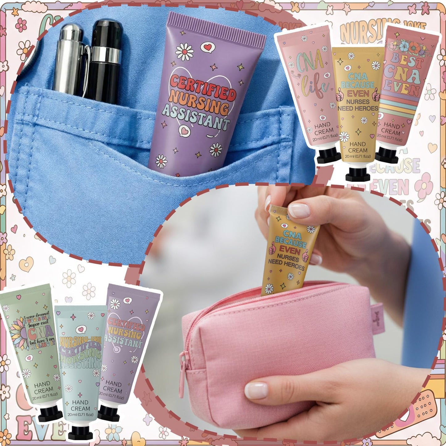 Swiffen 36 Pcs Cna Week Gifts Bulk 2026 Nurse Appreciation Gifts Cna Retro Cartoon Hand Lotion for Women Mini Hand Lotion Travel Size Moisturizing for Nursing Student Medical Assistant Accessories