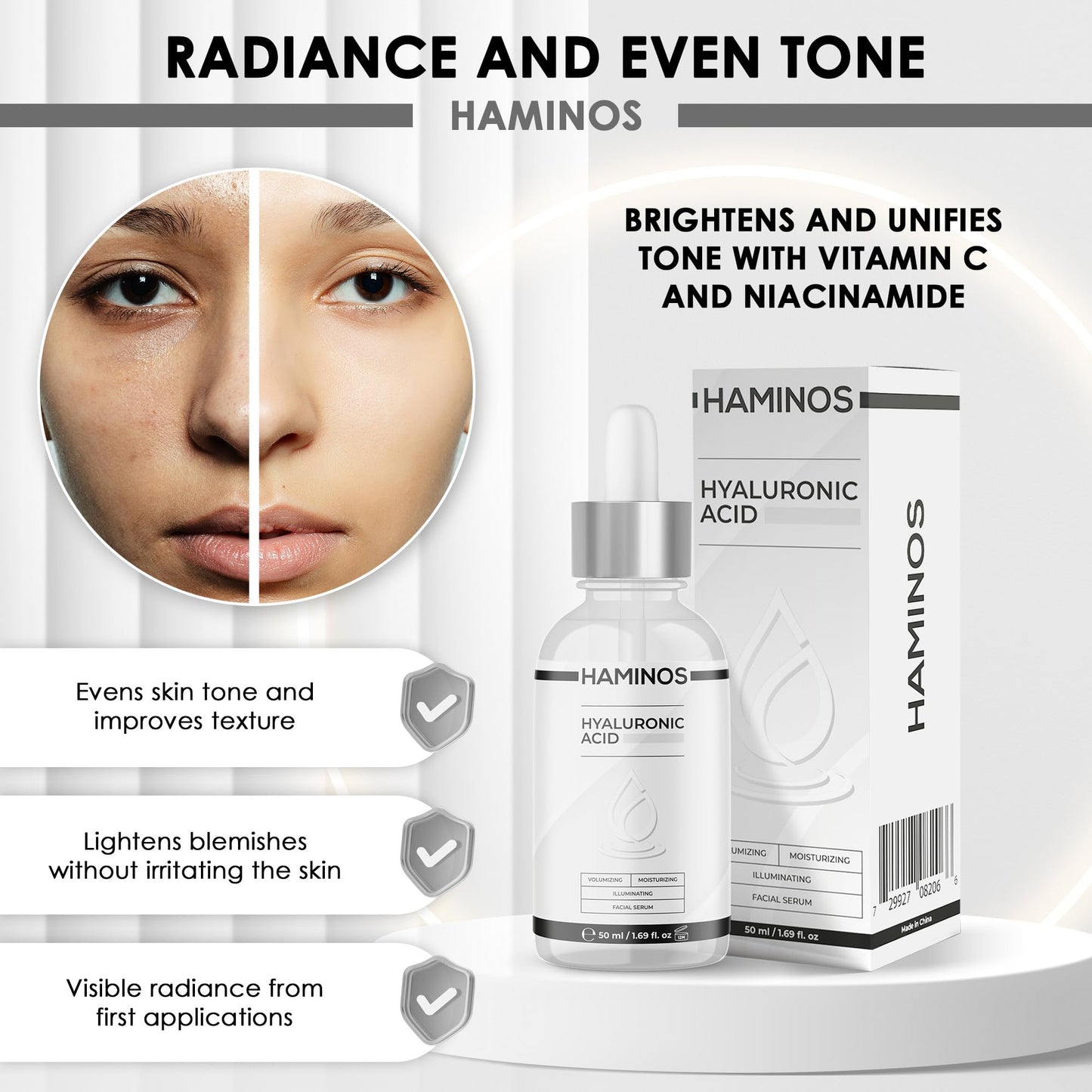 Hyaluronic Acid Serum with Niacinamide, Snail slime, collagen – Lip Plumper, Stretch Marks, Wrinkles, Fine Lines, Hydration - UNIQUE FORMULA (50 ml - 1.69 Fl Oz)