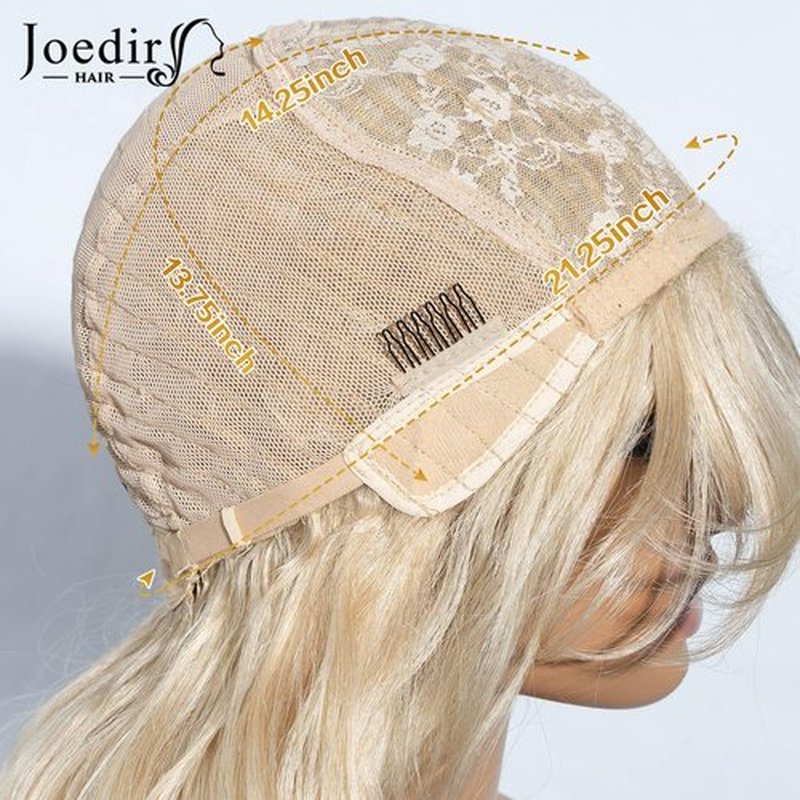 JOEDIR HAIR Blonde Wig with Bangs Long Wavy Wigs for Women with Curtain Bangs 26 Inch Synthetic Wig Halloween Costumes Cosplay Party Wigs