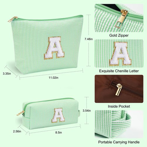 YOOLIFE Gifts for Girls Teen Girls - 2 Travel Makeup Bag | Initial Make Up Bag | Personalized Gifts for Women Friends | Skin Care Bag | Makeup Bag for Girls Teen Girls | Tween Girls Trendy Stuff A