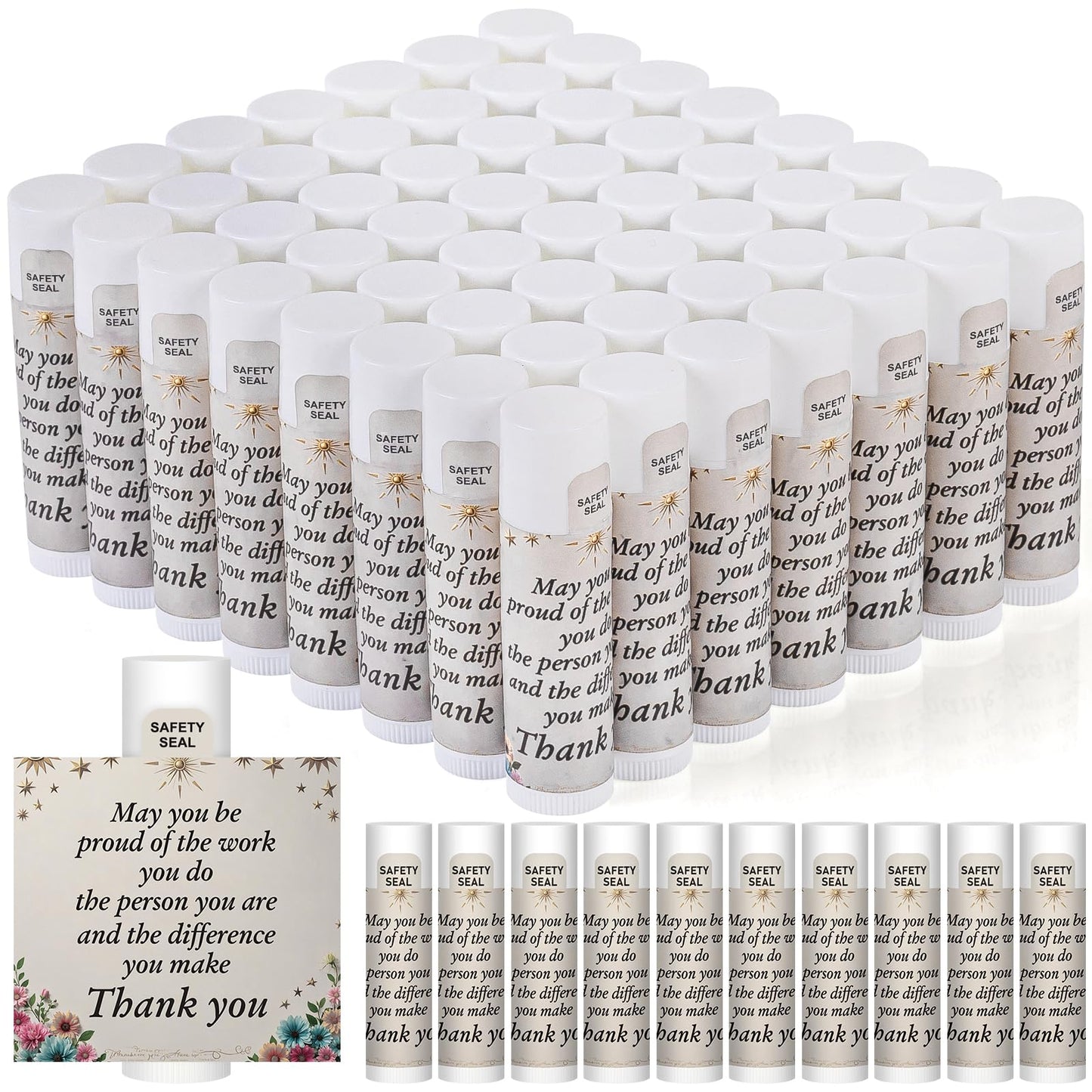 Lip Balm 60 Pack Employee Appreciation Gifts Bulk Thank You Gifts for Volunteer Staff Custodian Coworkers Pastor Appreciation Gift for Woman Man