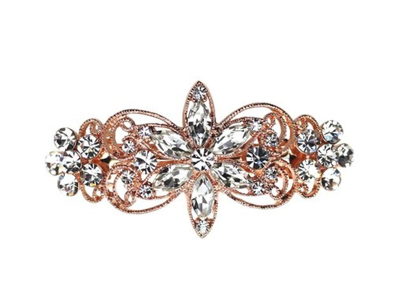 Faship Gorgeous Clear Rhinestone Crystal Flora Hair Barrette Clip
