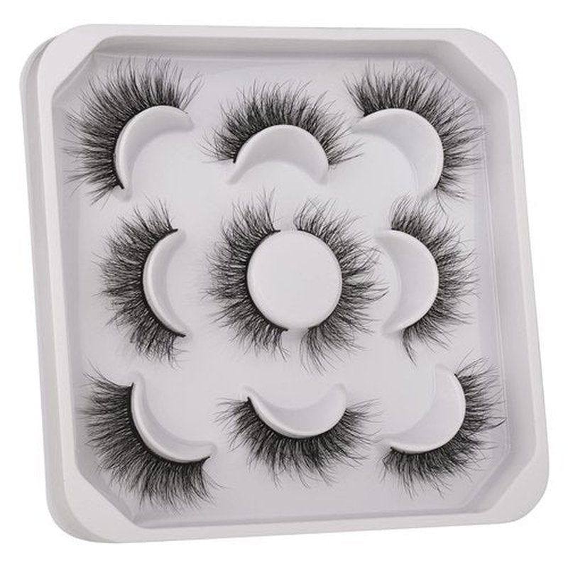 JIMIRE Faux Mink Lashes Natural Wispy Faux Mink Lashes Fluffy Soft Volume False Eyelashes 5 Pairs