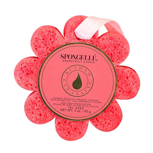 Spongelle Grapefruit Cassis Wild Flower Loofah Body Scrubber | Bath & Shower Loofah for Women | Body Scrubber Exfoliator with Body Wash Infused Sponge | 14+ uses | Zesty Grapefruit, Cassis & Vanilla