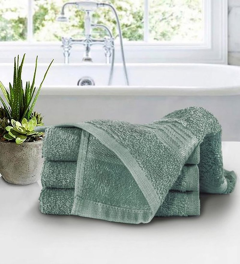 Belizzi Home Ultra Soft Cotton Washcloths, Contains 12 Piece Face Cloths 12x12 inch, Ideal for Everyday use Face Towels, Compact & Lightweight Multi Purpose Washcloths - Jade