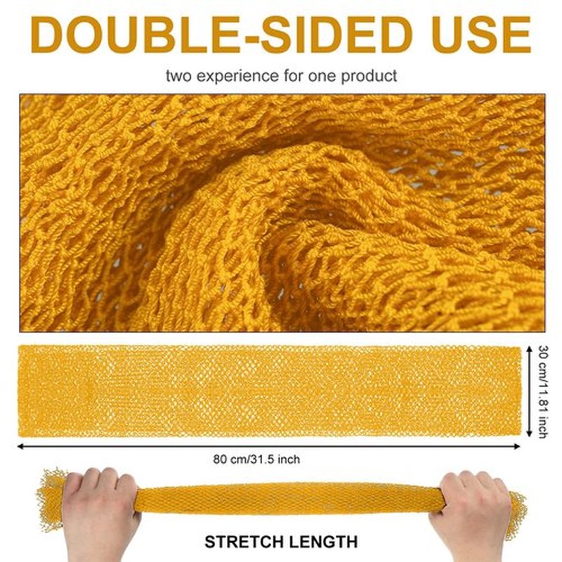 Geiserailie African Long Bathing Net Sponge Long Net Shower Body Scrubber Back Scrubber Skin Smoother Net Bathing Sponge for Daily Use or Stocking Stuffer (Yellow)