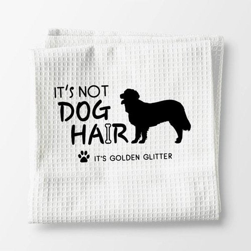 It’s Not Dog Hair It’s Golden Glitter Funny Black Dog Quote Bath Towel,Dog Lovers Gifts Decorative Towel,Dog Mom Girls Gifts