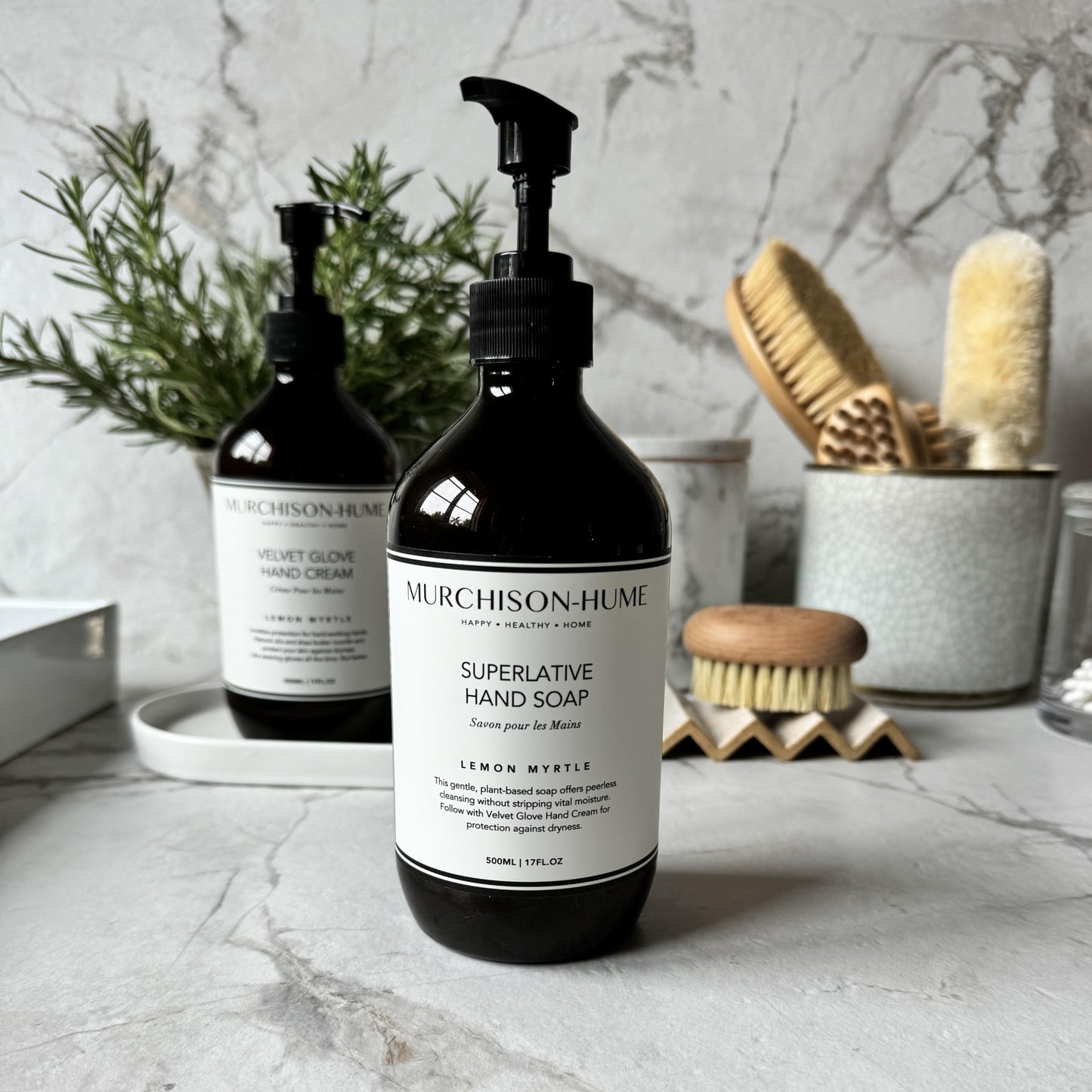 Murchison-Hume Lemon Myrtle Hand Soap | Superlative Plant-Based Formula with Elegant Refillable Pump Dispenser | Soft & Hydrated Hands | SLS-Free, Paraben-Free & Cruelty-Free | 16 fl oz