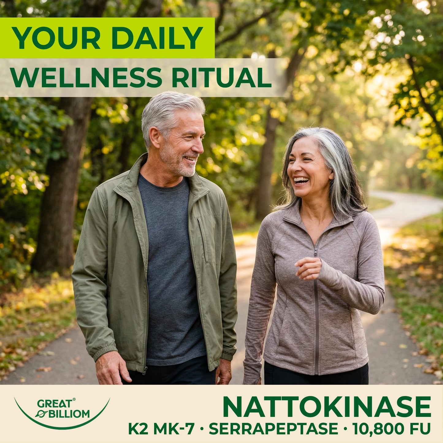GREAT BILLIOM Nattokinase 10800 FU with Vitamin K2 MK-7 & Serrapeptase 240,000 SPU Supplement – Natto Enzyme, Heart Health Supplements for Blood Flow & Circulation Support, 90 Capsules