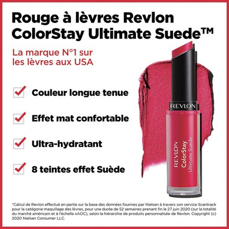 REVLON Lipstick, ColorStay Ultimate Suede Lipstick, High Impact Lip color with Moisturizing Creamy Formula, Infused with Vitamin E, 075 Cruise Collection, 0.09 Oz