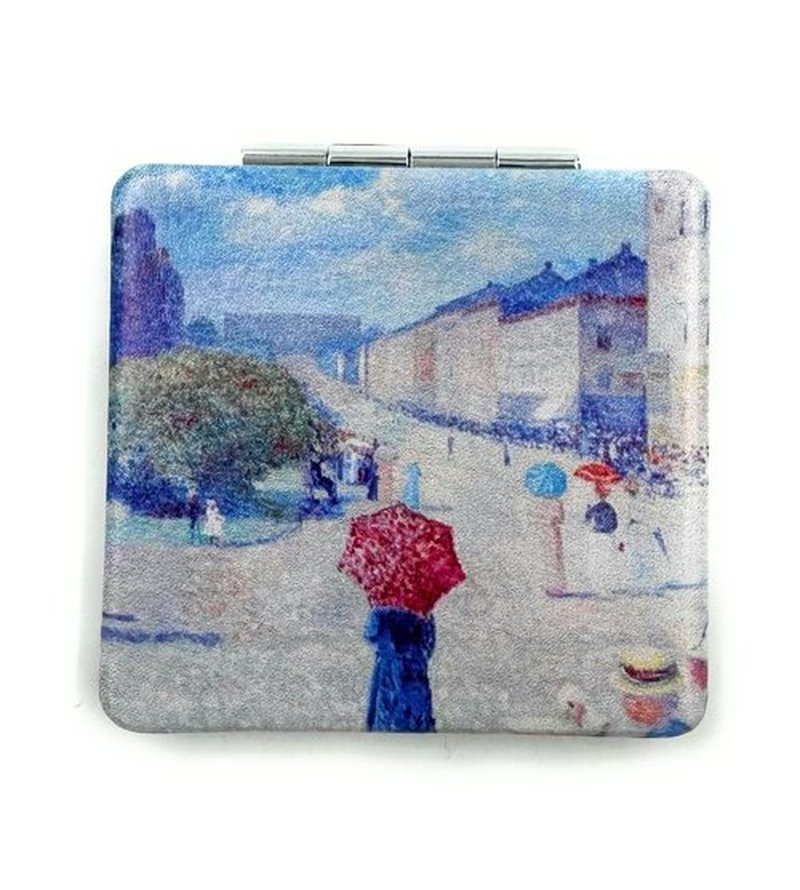Aeisage Compact Mirror Edward Monch Square Mirror Spring Day on Karl Johan Street Pocket Mirror for Girls Small Travel Mirror Art Deco Mirror Gifts