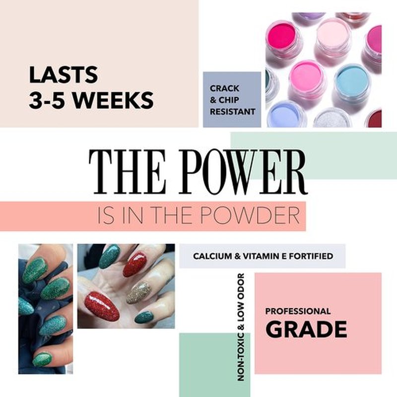 Revel Nail Dip Powder - Green Powder Dip Nail Polish, Chip Resistant Dip Nail Powder with Vitamin E and Calcium, DIY Manicure, Hyper