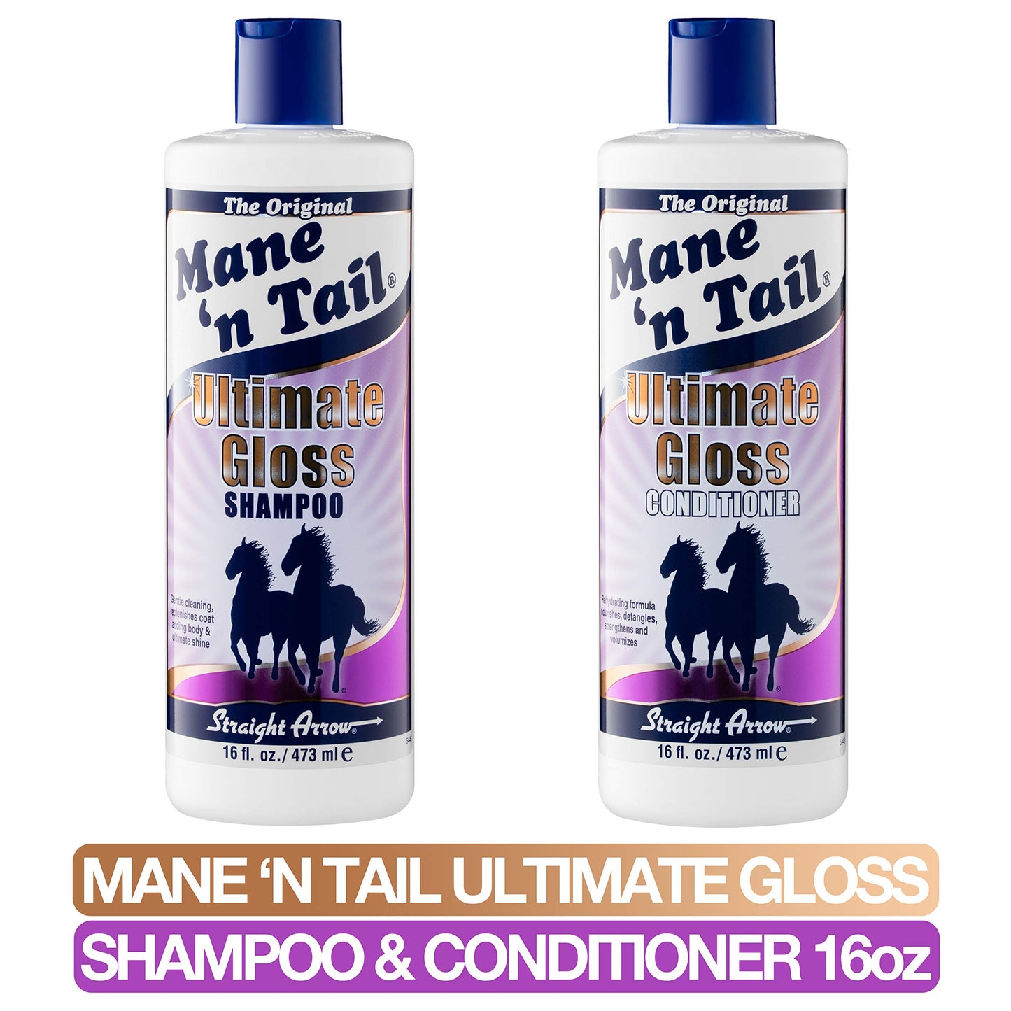 Mane 'n Tail Ultimate Gloss Combo Set (16 Oz) – Shampoo & Conditioner for Long-Lasting Shine, Softness, and Volume for Horses' Coat, Mane & Tail
