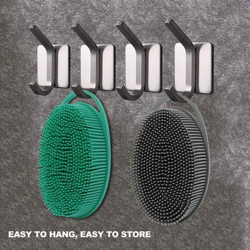 2 Pack Silicone Body Scrubber, Silicone Loofah Double-Sided Body Brush,Silicone Shower Scrubber and Scalp Massager Shampoo Brush for Sensitive Kids Women Men All Kinds of Skin (Green & Gray)