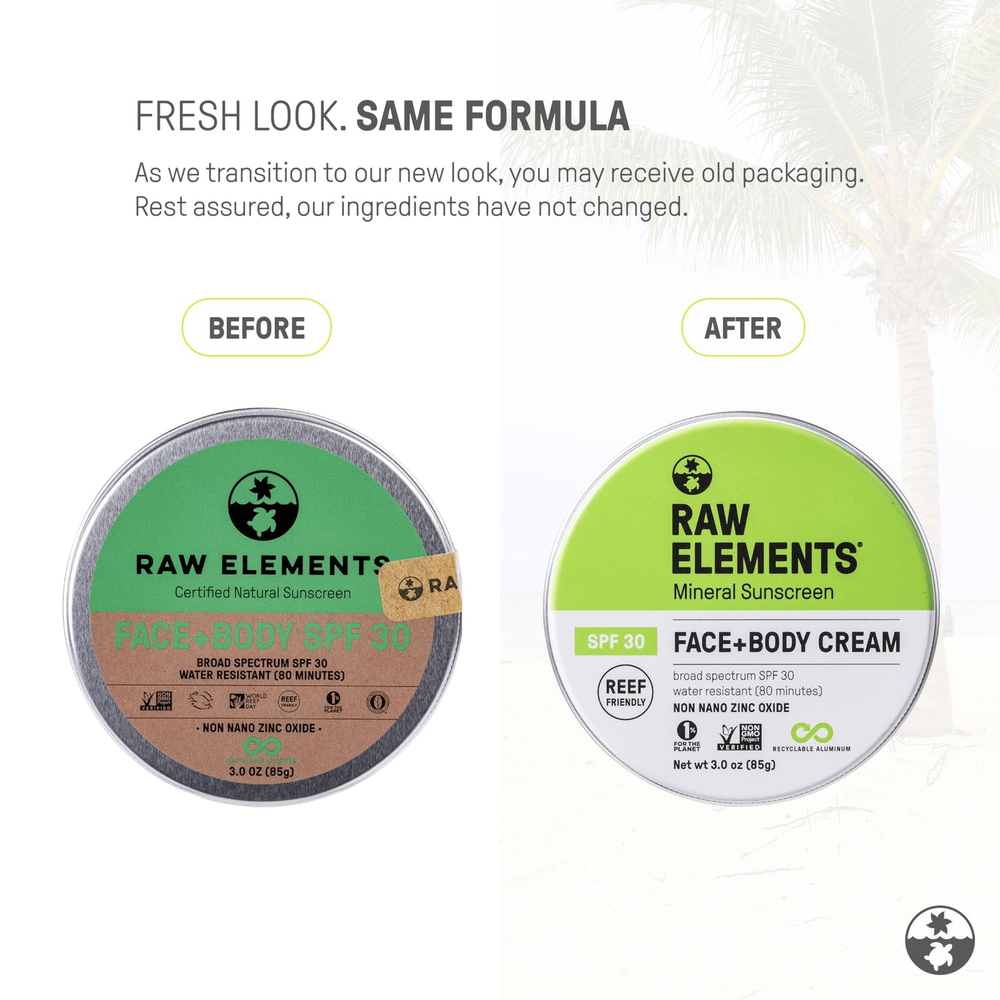 Raw Elements Face and Body Mineral Sunscreen SPF 30 Tin, Organic Sunblock Daily Protection, Non Toxic Reef Safe, Water Resistant, Cruelty Free, Plastic Free