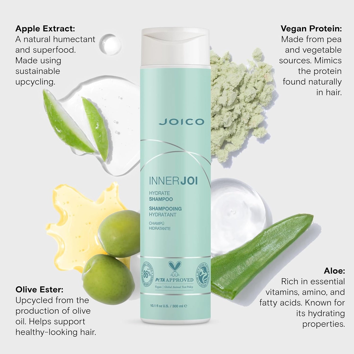 Joico InnerJoi Hydrate Shampoo | For Dry Hair & Scalp | Sulfate & Paraben Free | Naturally-Derived Vegan Formula