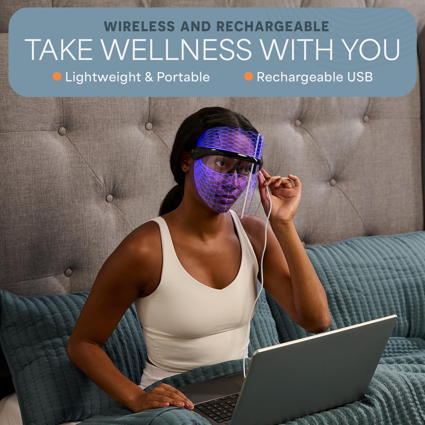Lifepro – Red Light Therapy for Face – LED Face Mask Light Therapy with Red and Blue Modes – Vizacure Rechargeable, Portable Skincare Mask for At-Home Use