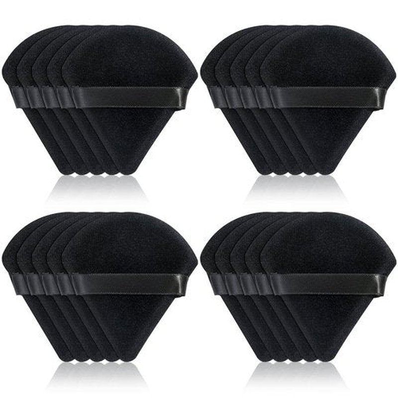 Thrilez 20pcs Triangle Powder Puff, Loose Powder Puffs Makeup Puff for Face Powder, Setting Powder Puff for Make Up, Face Puff Pads for Press Powder, Sponge Powder Applicator for Face and Eye (Black)