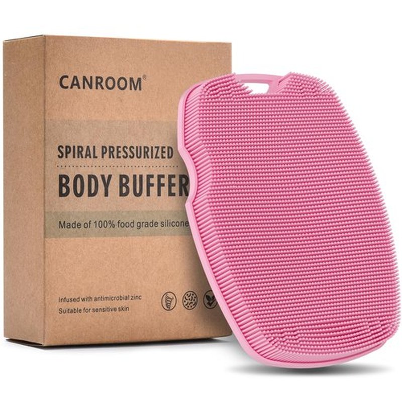 Zinc Infused - Silicone Body Scrubber,Exfoliating Body Scrubber for Sensitive Skin, Sustainable Shower Scrubber for Body, Body Scrubber for Shower and Body Care Routine - Pink