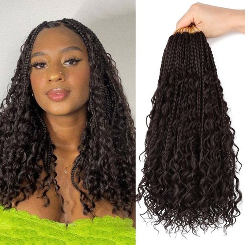 14 Inch Goddess Box Braids Crochet Hair for Black Women 8 Packs Crochet Box Braids Pre-looped Boho Box Braids Crochet Braids Synthetic Braiding Hair Extension #4