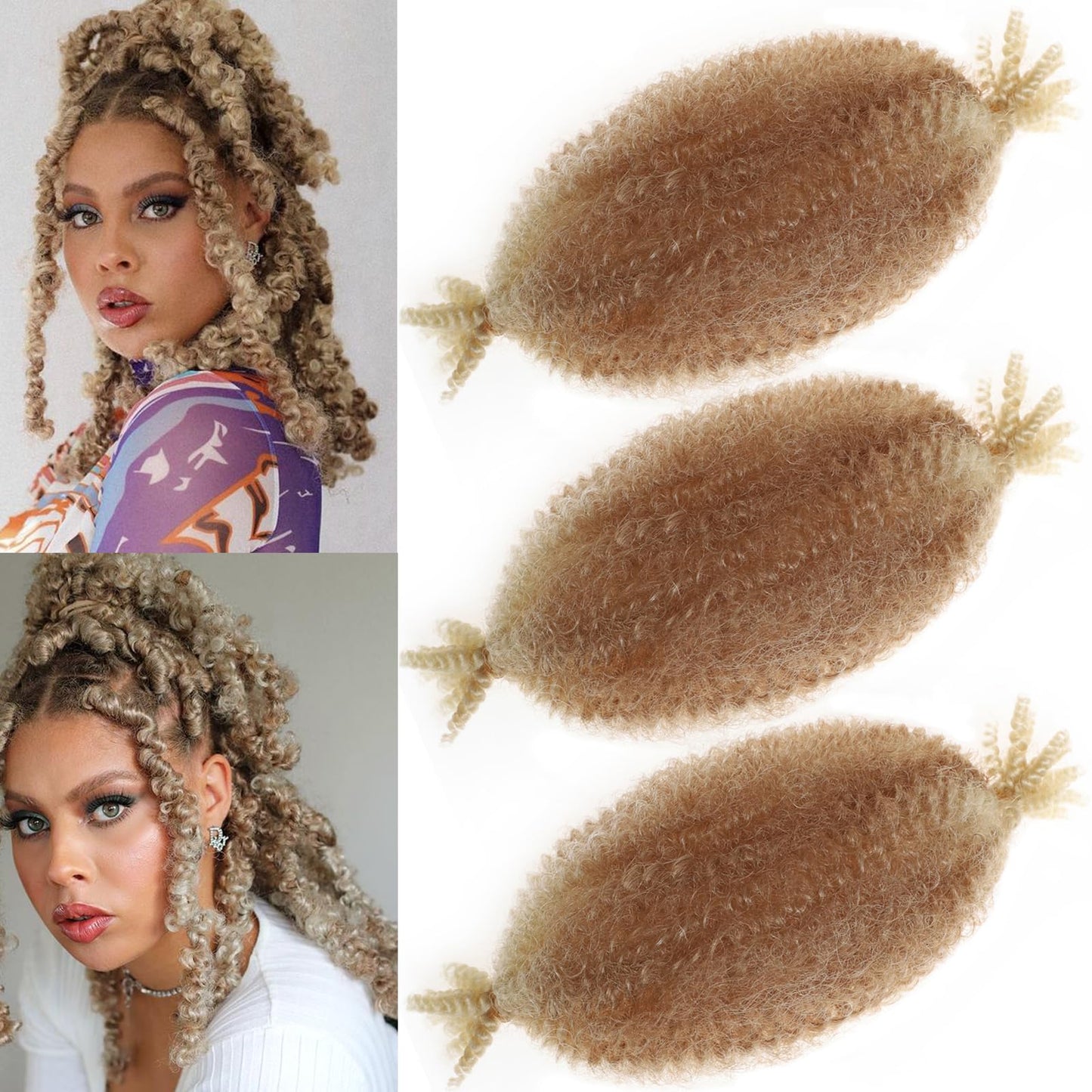 8 Inch Springy Afro Twist Hair Marley Twist Braiding Hair 3 Packs Kinky Twist Hair Short Marley Hair Wrapping Hair for Soft Locs Passion Hair Extensions…