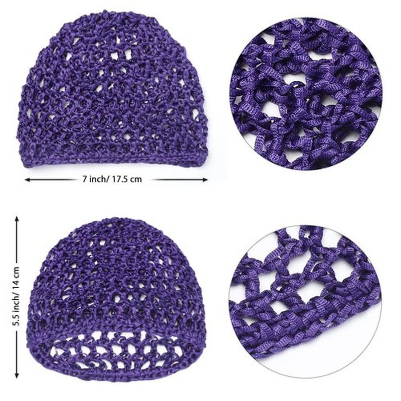 Etercycle 3 Pieces Mesh Crochet Hair Net Snoods for Women, Soft Rayon Knit Crochet Hairnet Hair Cover Accessory for Sleeping (Black, Pink, Purple)