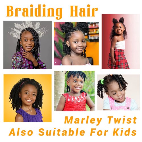 Marley Twist Braiding Hair 10 inch Black 3 Packs Pre Separated Springy Afro Twist Hair for Soft Locs Pre Fluffed Spring Twist Hair Synthetic Cuban Twist Hair Extensions (10 Inch,1B)