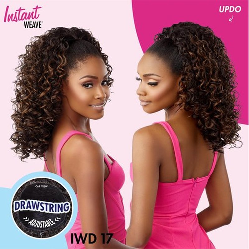 Sensationnel Instant Weave Half wig - IWD 17 synthetic half wig or updo cap with adjustable drawstring for seamless hair blending - IW Drawstring 17 (TH2/BG)